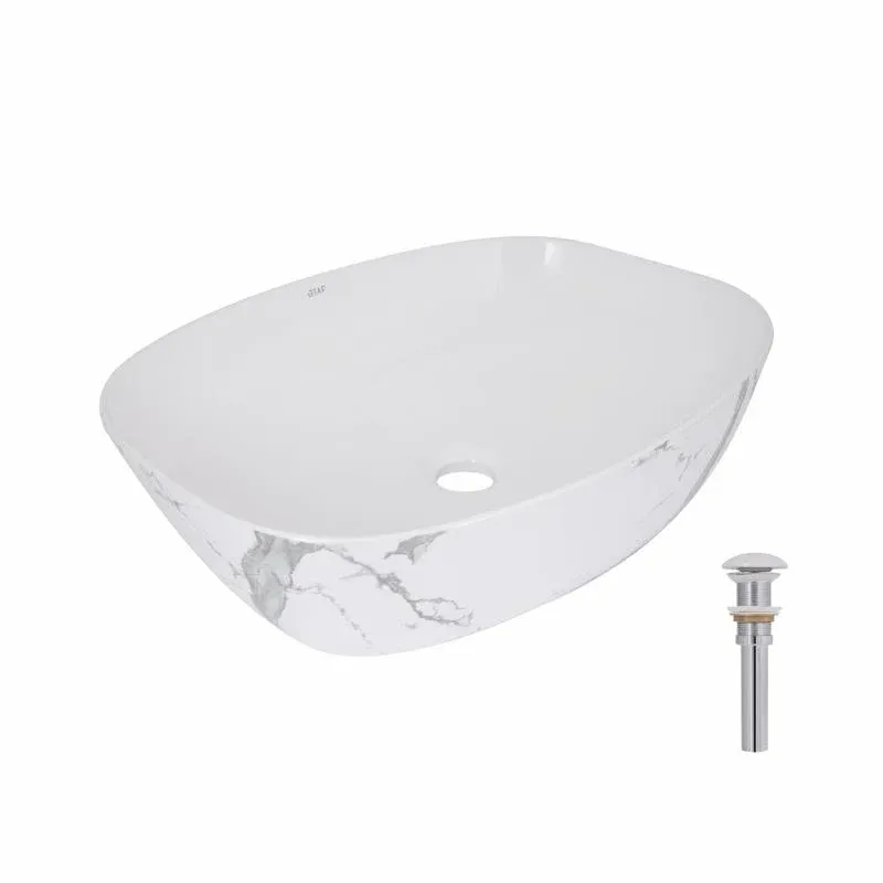 Раковина накладна Qtap Cardinal 500х380х140 мм, Marble, прямокутна, з донним клапаном QTCAR188MR49826