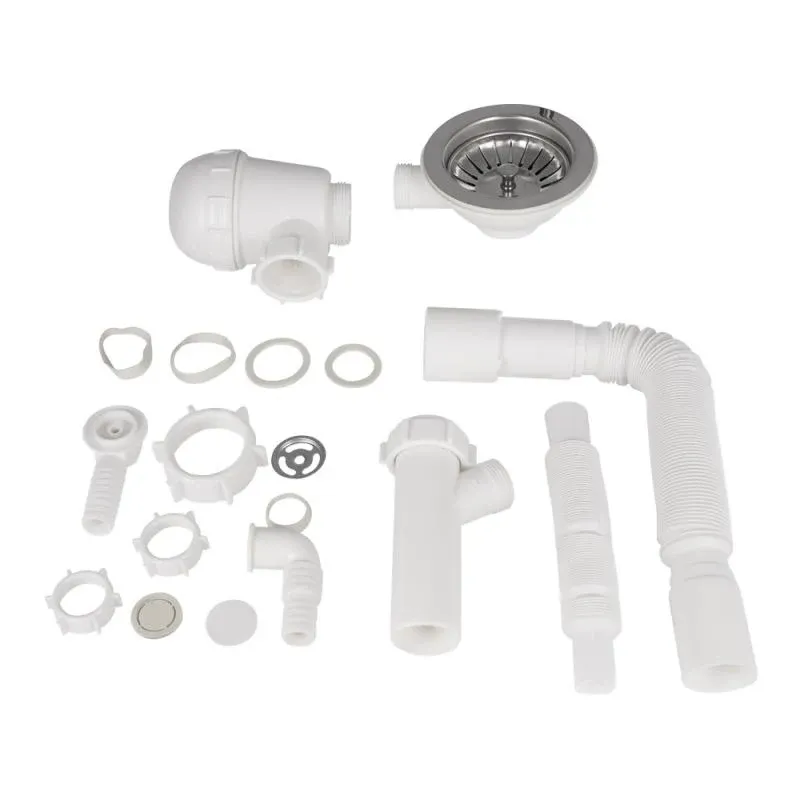 Сифон для кухонної мийки Lidz (WHI) 60 08 E001 01 ECO з круглим переливом (вихід 50 мм) — фото 3