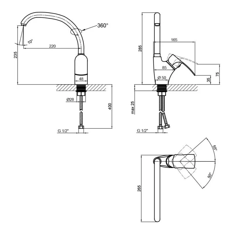 Змішувач для кухні Lidz Anny 007F (k40) LDANN007FCRM35122 Chrome — фото 2