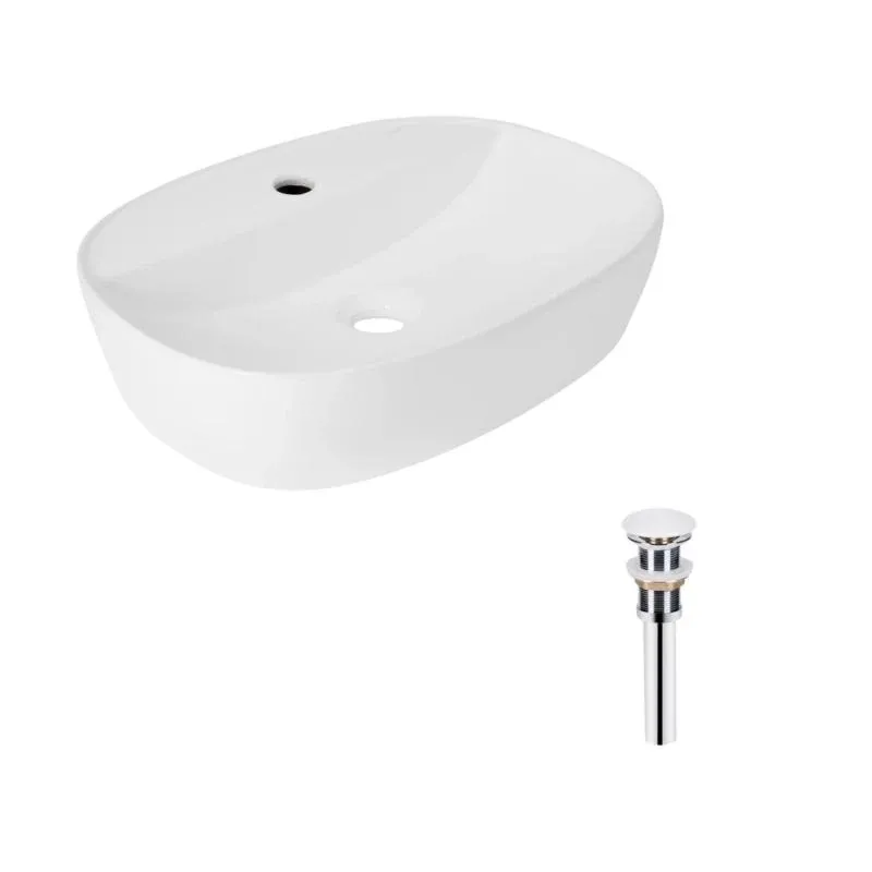 Комплект Qtap Scorpio: Раковина накладна овальна 500x380x120 мм White + Донний клапан PU02