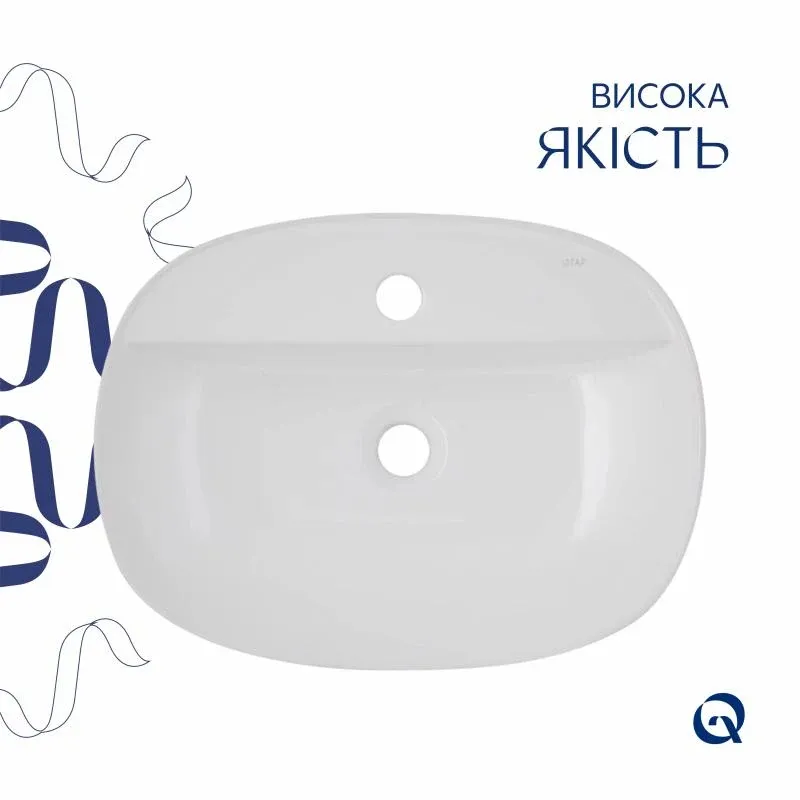 Комплект Qtap Scorpio: Раковина накладна овальна 500x380x120 мм White + Донний клапан PU02 — фото 4
