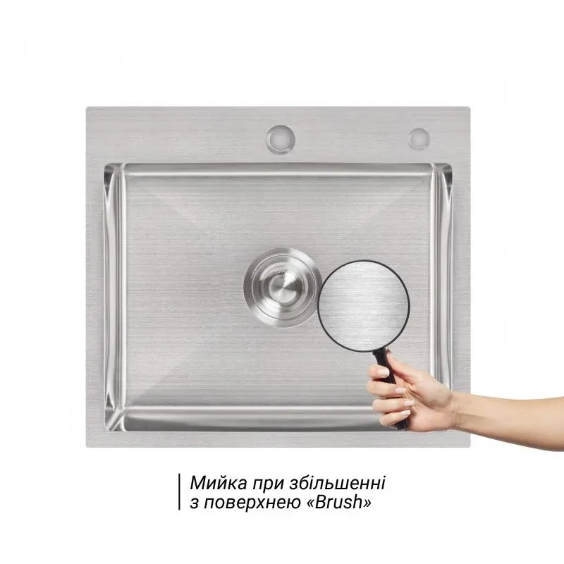 Мийка для кухні інтегрована Lidz Handmade H5045 (LDH5045BRU35383) Brushed Steel 3,0/1,0  мм — фото 3