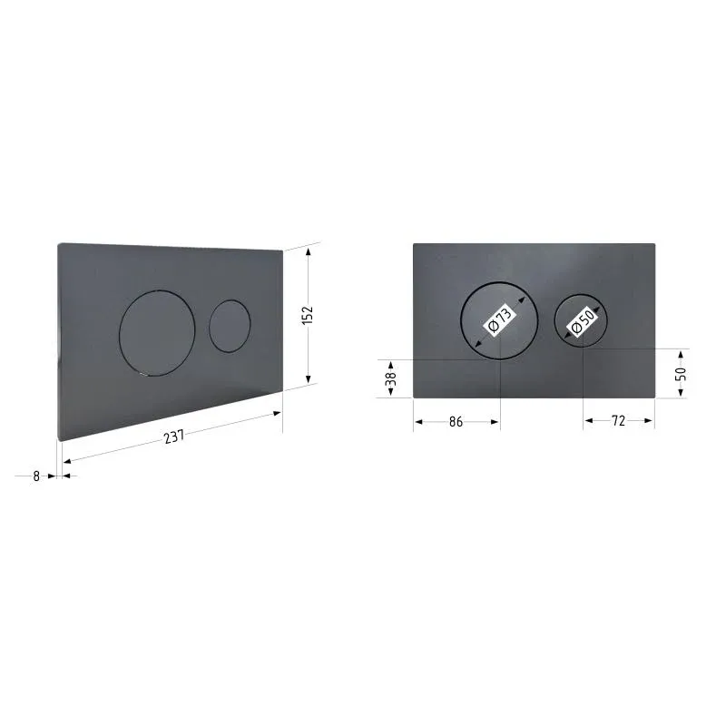 Клавіша змиву Qtap Standard 152x236x28 мм, Gunmetal Black, кругла QTSTD164GMB51271 — фото 2