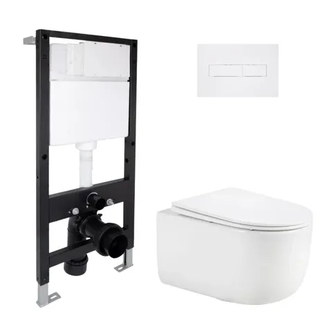Готове рішення Qtap для ванної кімнати: підвісний унітаз Taurus Ultra Quiet 515x360x350 + комплект інсталяції Standard (лінійна клавіша White)