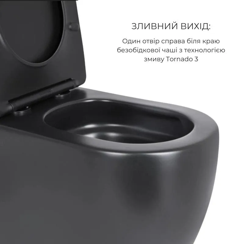 Комплект 2 в 1: підлоговий унітаз Qtap Robin Matt Black QT13226083AMB + набір гігієнічного душу Lidz Aria Black LDARI110BLA43394 — фото 4