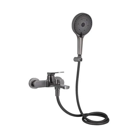 Змішувач для ванни Qtap Slavonice (з душовим гарнітуром) QTSLV259GMB48035 Gunmetal Black PVD