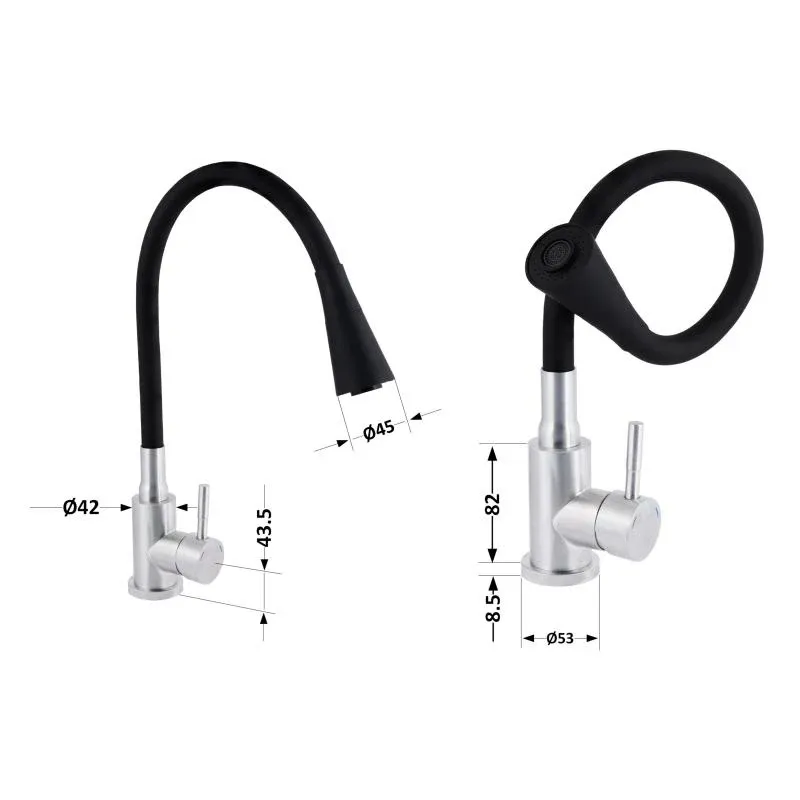 Змішувач для кухні Lidz Aria 015F31 з гнучким виливом (k35) LDARI015F31BNK31872 Black / Nickel — фото 2