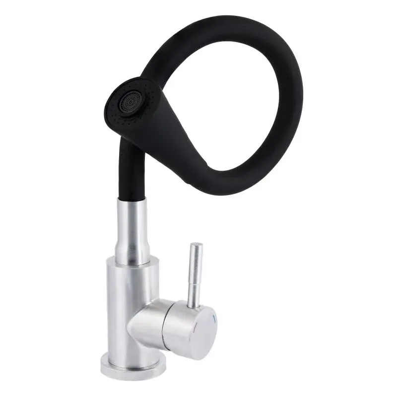 Змішувач для кухні Lidz Aria 015F31 з гнучким виливом (k35) LDARI015F31BNK31872 Black / Nickel — фото 3