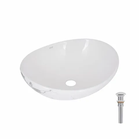 Раковина накладна Qtap Dove 415x340x140 мм, Marble, овальна, з донним клапаном QTDOV188SB49785