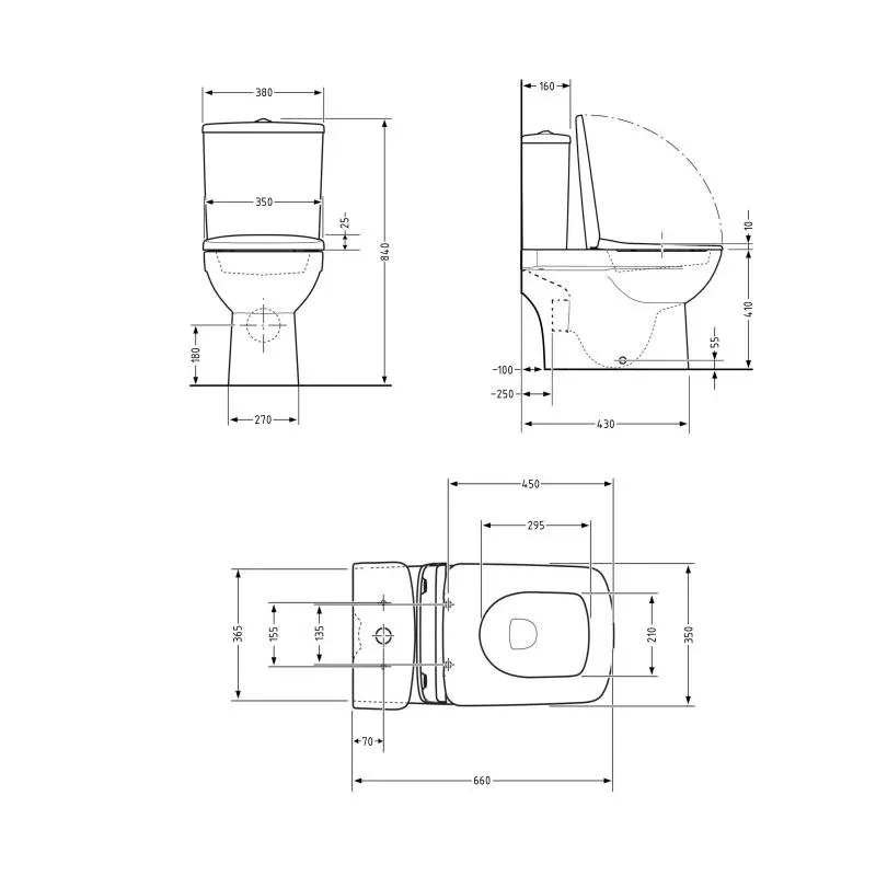 Унітаз-компакт Qtap Presto Quadro безободковий з сидінням Soft-close QT24221215AW — фото 2