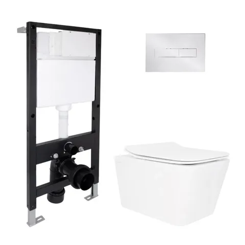 Готове рішення Qtap для ванної кімнати: підвісний унітаз Crow Rimless 520x360x290 + комплект інсталяції Standard (лінійна клавіша Chrome)
