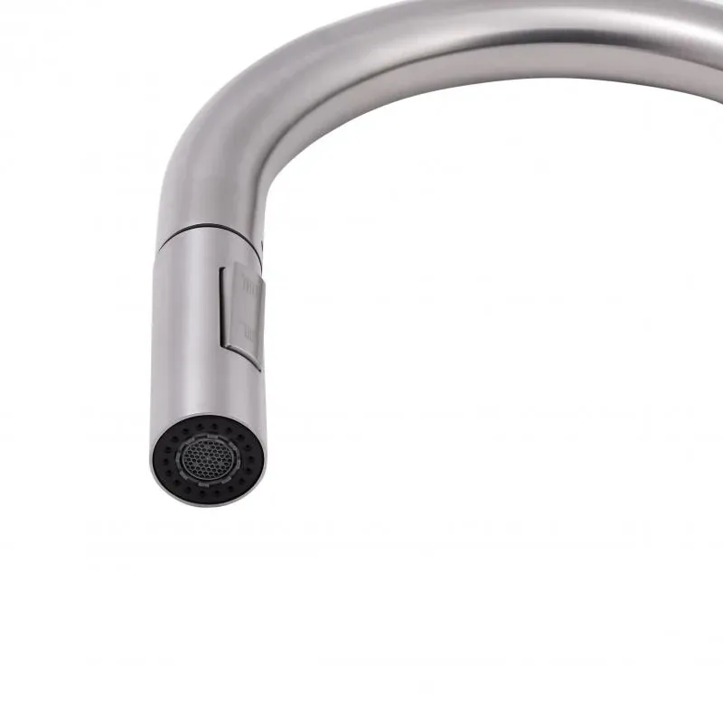 Змішувач для кухні Qtap Lenicka з висувним виливом QTLEN9138103UN Brushed Nickel PVD — фото 4