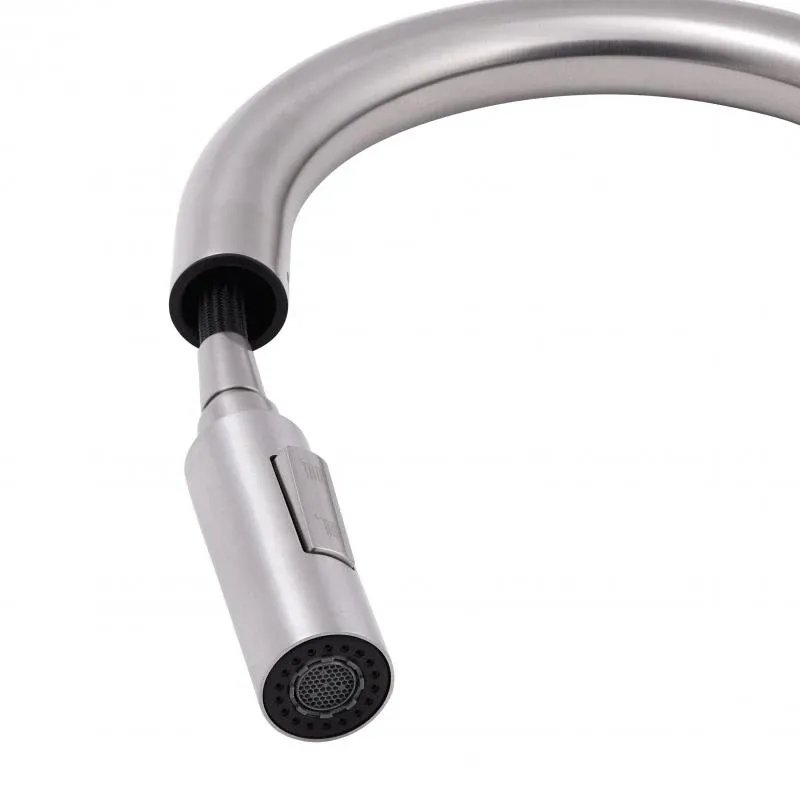 Змішувач для кухні Qtap Lenicka з висувним виливом QTLEN9138103UN Brushed Nickel PVD — фото 5