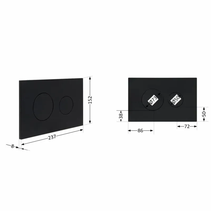 Клавіша змиву Qtap Standard 152x236x28 мм, Matt Black, кругла QTSTD164BLM49470 — фото 2