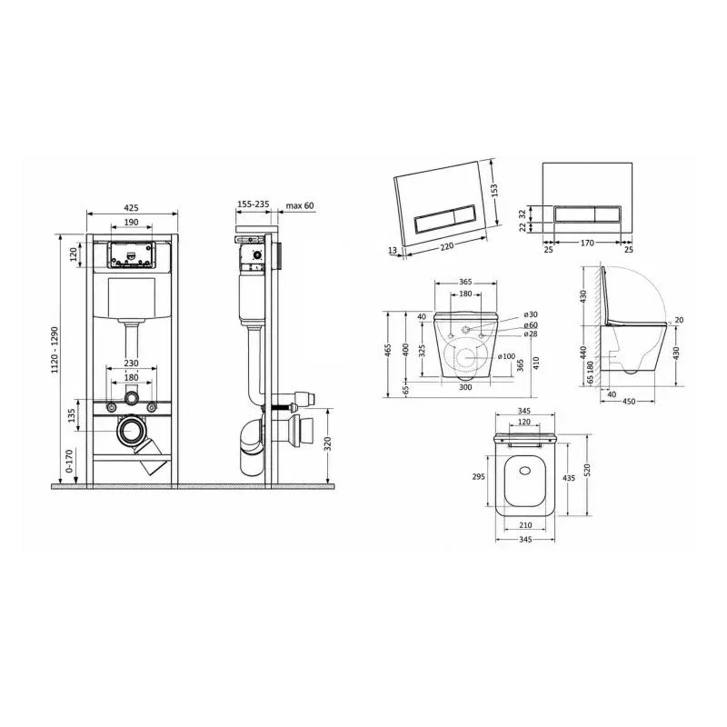 Готове рішення Qtap для ванної кімнати: підвісний унітаз Tern Ultra Quiet 525x345x360 + комплект інсталяції Nest 4 в 1 (лінійна клавіша White) — фото 2