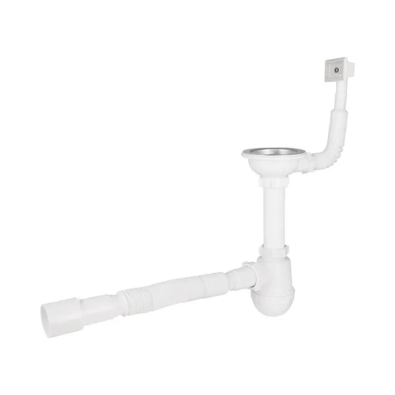 Сифон для кухонної мийки Lidz (WHI) 60 05 M001 01 EURO (вихід 50 мм)