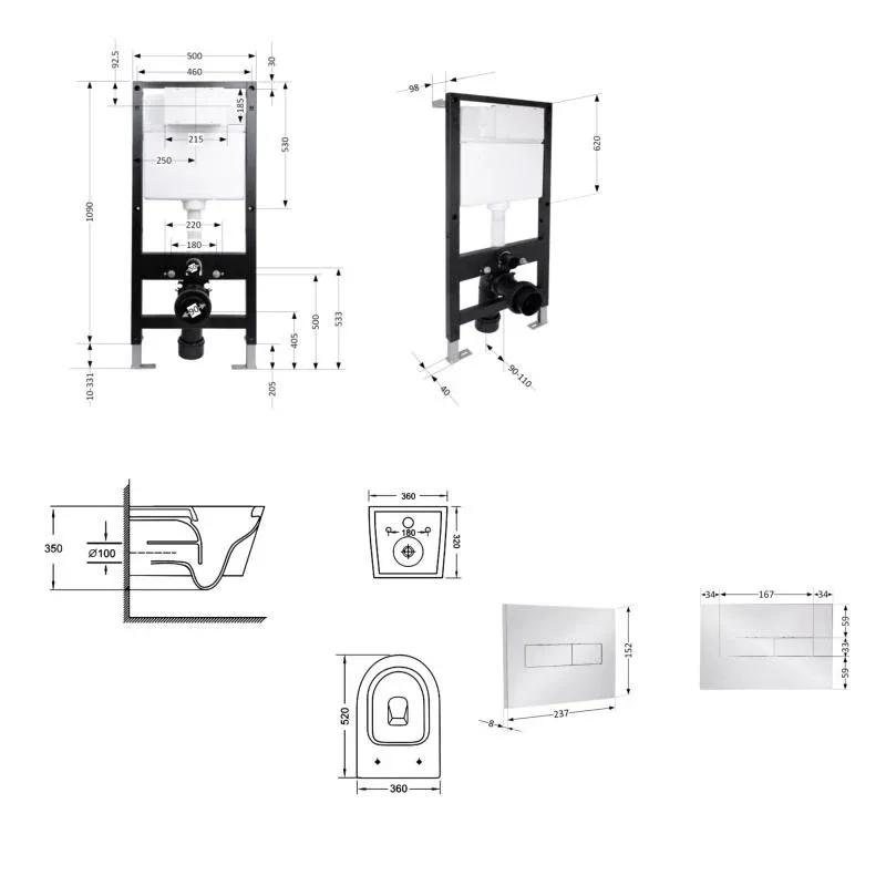 Готове рішення Qtap для ванної кімнати: підвісний унітаз Jay Ultra Quiet 520x360x320 + комплект інсталяції Standard (лінійна клавіша Chrome) — фото 2