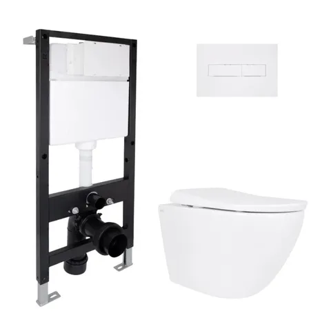 Готове рішення Qtap для ванної кімнати: підвісний унітаз Robin ML Ultra Quiet 520x365x365 + комплект інсталяції Standard (лінійна клавіша White)