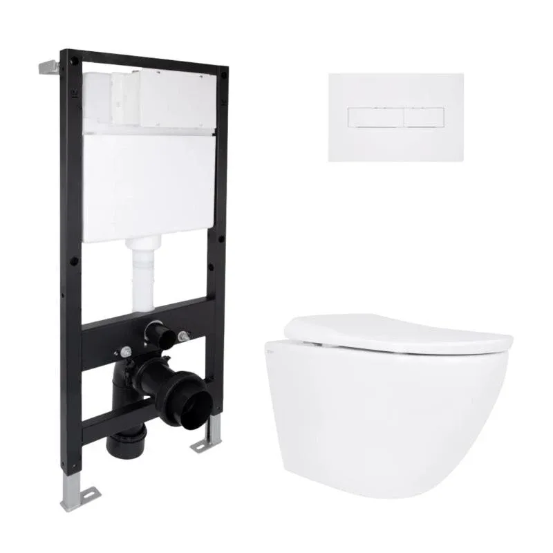 Готове рішення Qtap для ванної кімнати: підвісний унітаз Robin ML Ultra Quiet 520x365x365 + комплект інсталяції Standard (лінійна клавіша White)