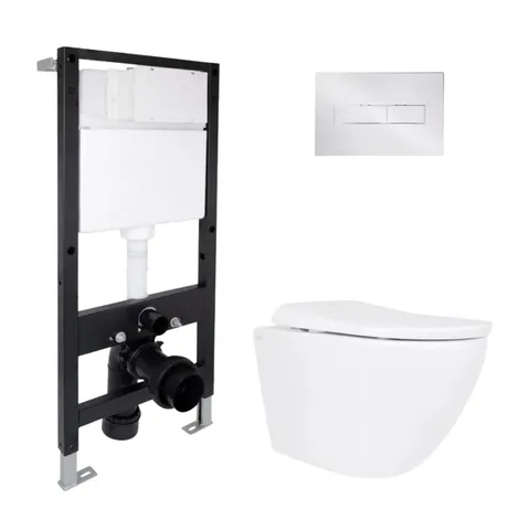 Готове рішення Qtap для ванної кімнати: підвісний унітаз Robin ML Ultra Quiet 520x365x365 + комплект інсталяції Standard (лінійна клавіша Chrome)