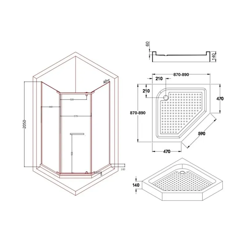 Душова кабіна Lidz Dozorca SC90x90.CRM.LOW.TR, скло прозоре 6 мм — фото 2