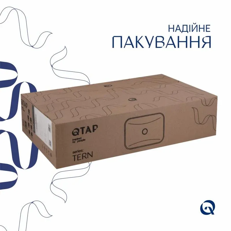 Раковина накладна Qtap Tern 610x350x135 мм, Beige, прямокутна, з донним клапаном QTTER188SB49790 — фото 6