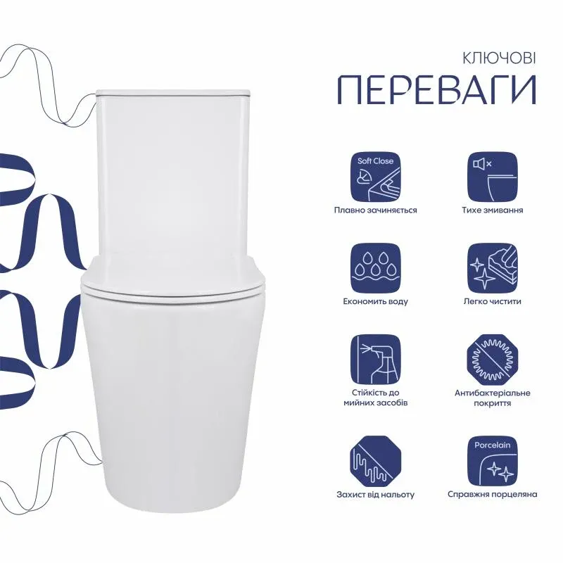 Унітаз-компакт Qtap Scorpio безободковий Ultra Quiet з сидінням Soft-close QT14226088AW — фото 3