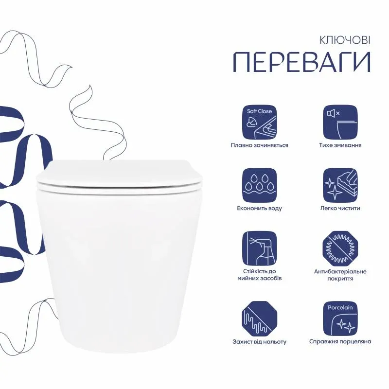 Унітаз підвісний Qtap Scorpio безободковий Ultra Quiet з сидінням Soft-close QT14332380AW — фото 4