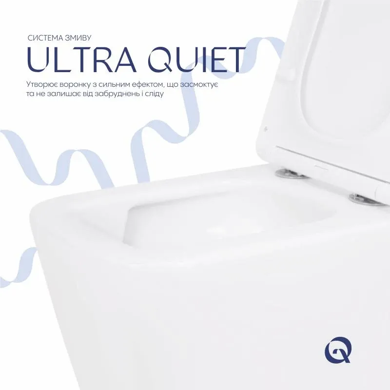 Унітаз підвісний Qtap Crow Ultra Quiet безобідковий з сідінням Soft-close QT05335170W — фото 5