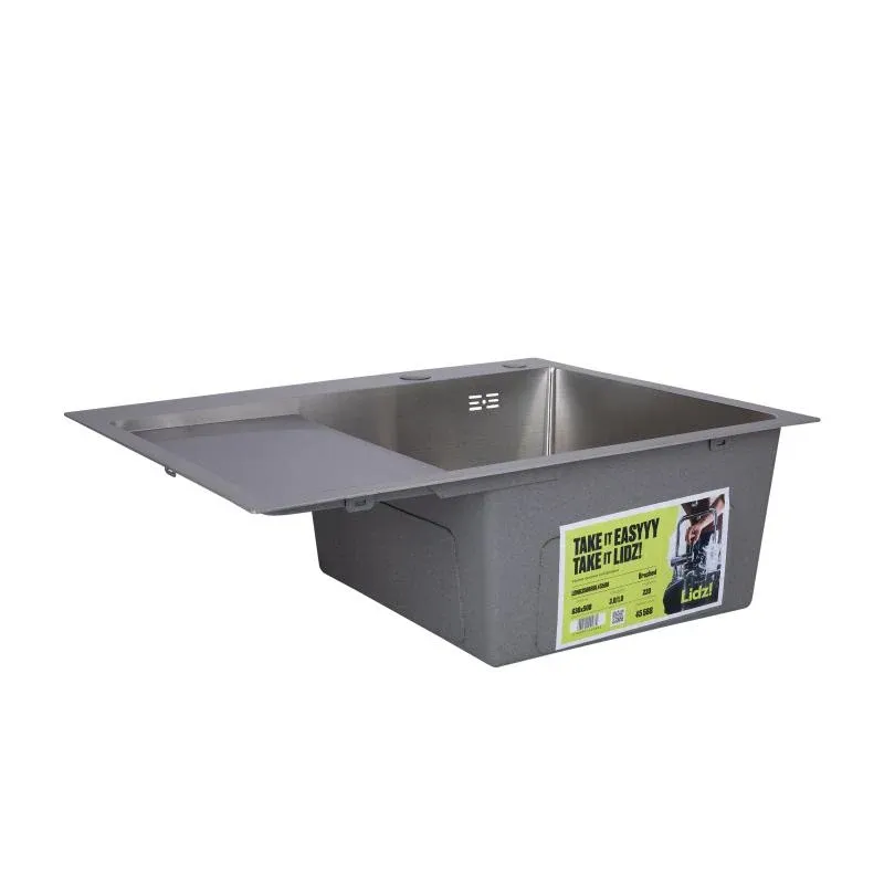 Мийка для кухні інтегрована Lidz Handmade H6350L крило ліворуч (LDH6350BRUL45588) Brushed Steel 3,0/1,0 мм — фото 3