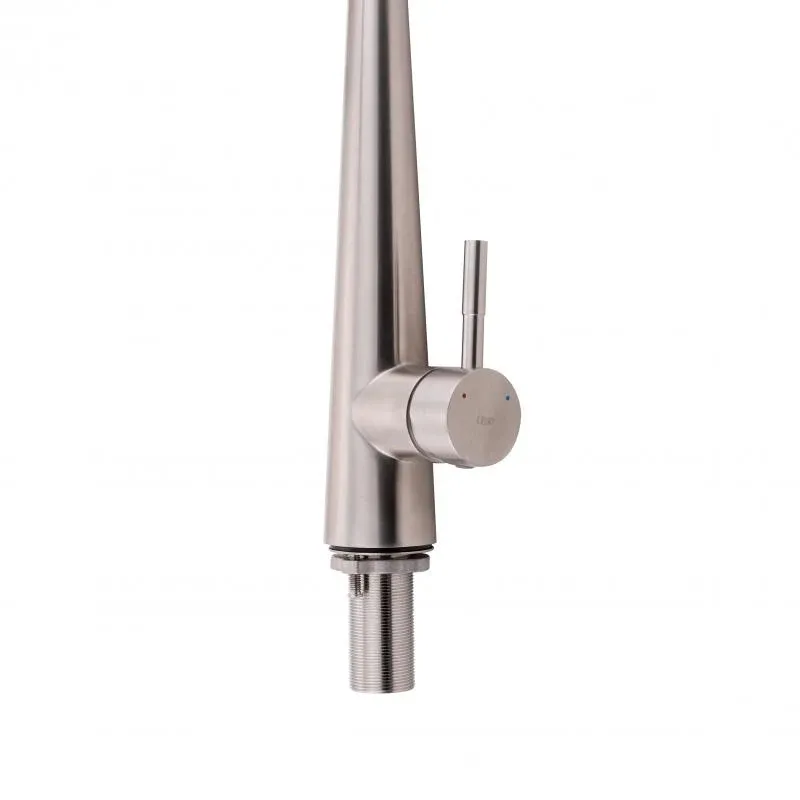 Змішувач для кухні Qtap Evicka з висувним виливом QTEVI91103UN Brushed Nickel PVD — фото 4