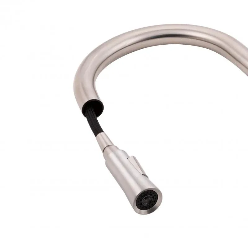 Змішувач для кухні Qtap Evicka з висувним виливом QTEVI91103UN Brushed Nickel PVD — фото 7