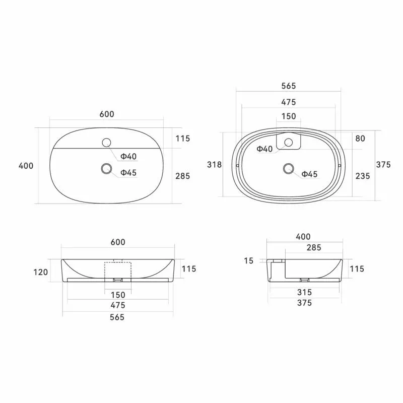 Раковина Qtap Scorpio 600х400х120 White QT14118045W — фото 2