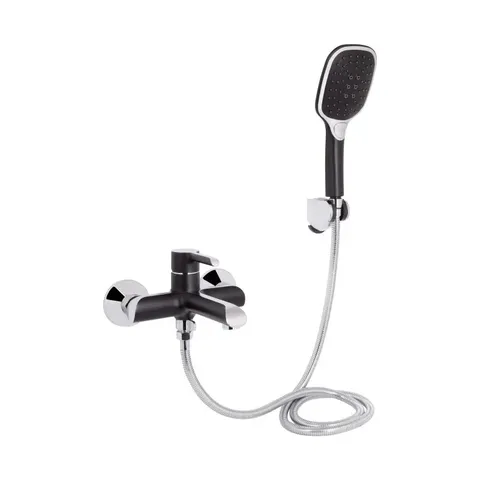 Змішувач для ванни Qtap Grand (з душовим гарнітуром) QTGRABCR006 Chrome/Black