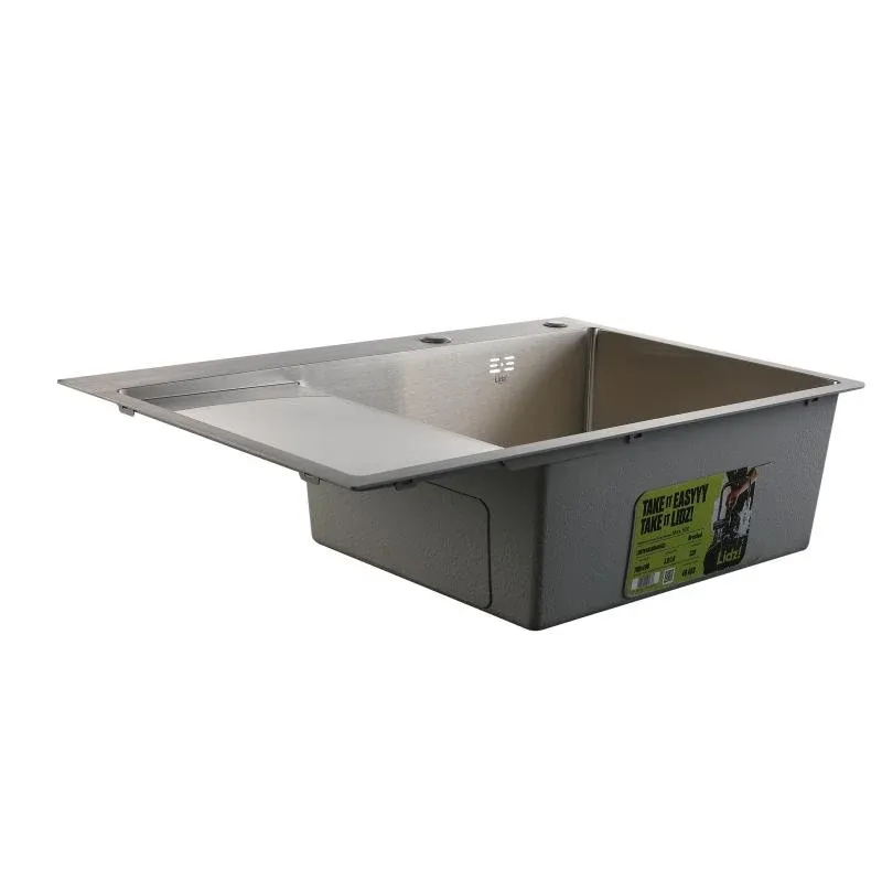 Мийка для кухні інтегрована Lidz Handmade Max 500 H7849L Brushed Steel, 3,0/1,0 мм, крило зліва, збільшена чаша LDH7849LBRU49463 — фото 4