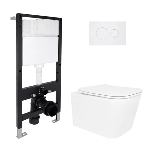 Готове рішення Qtap для ванної кімнати: підвісний унітаз Crow Ultra Quiet 485x340x290 + комплект інсталяції Standard (кругла клавіша White)
