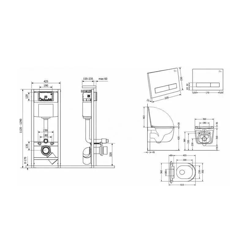 Готове рішення Qtap для ванної кімнати: підвісний унітаз Taurus Ultra Quiet 515×360×350 + комплект інсталяції Nest 4 в 1 (лінійна клавіша Satin) — фото 2