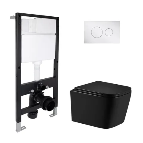 Готове рішення Qtap для ванної кімнати: підвісний унітаз Crow Ultra Quiet 485x340x290 + комплект інсталяції Standard (кругла клавіша Chrome)