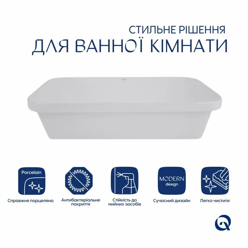 Комплект Qtap Scorpio: Раковина врізна прамокутна 615х390х150 мм White + Донний клапан PU02 — фото 3