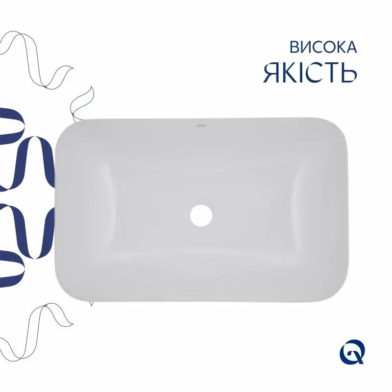 Комплект Qtap Scorpio: Раковина врізна прамокутна 615х390х150 мм White + Донний клапан PU02 — фото 4