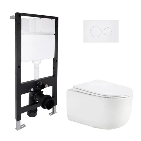 Готове рішення Qtap для ванної кімнати: підвісний унітаз Taurus Ultra Quiet 515x360x350 + комплект інсталяції Standard (кругла клавіша White)