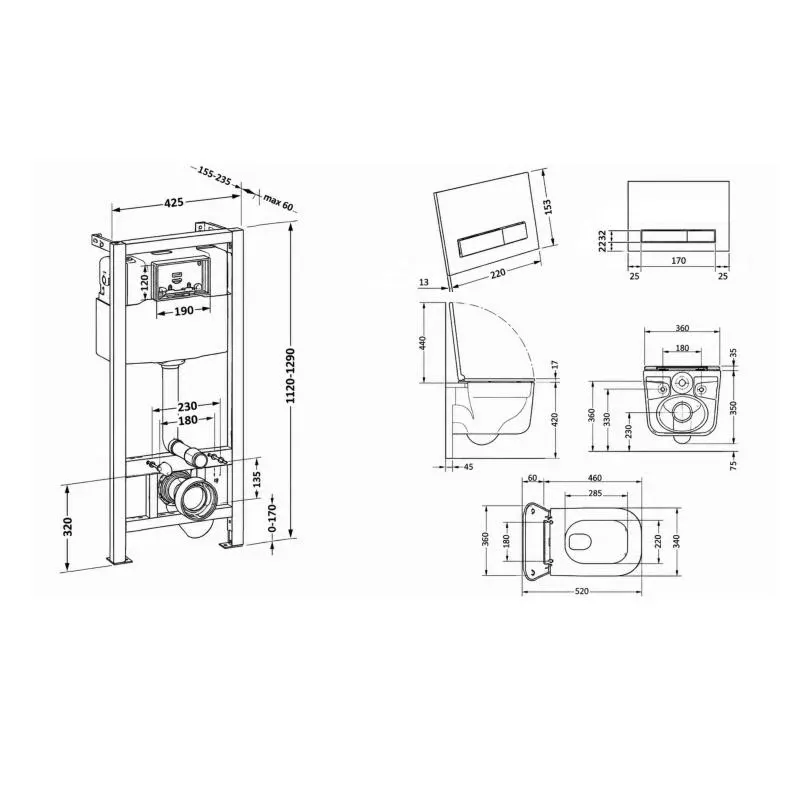 Готове рішення Qtap для ванної кімнати: підвісний унітаз Gemini Ultra Quiet 520×360×350 + комплект інсталяції Nest 4 в 1 (лінійна клавіша White) — фото 2