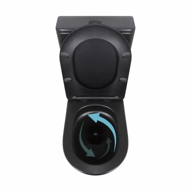 Унітаз підлоговий Qtap Robin Ultra Quiet безобідковий з сидінням Soft-close MATT BLACK QT13226083AMB — фото 6