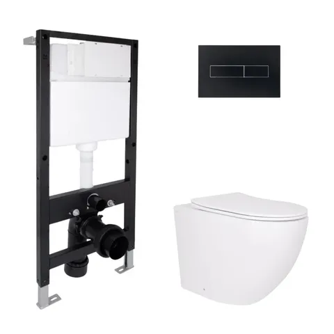 Готове рішення Qtap для ванної кімнати: підвісний унітаз Robin Ultra Quiet 520x365x365 + комплект інсталяції Standard (лінійна клавіша Black)