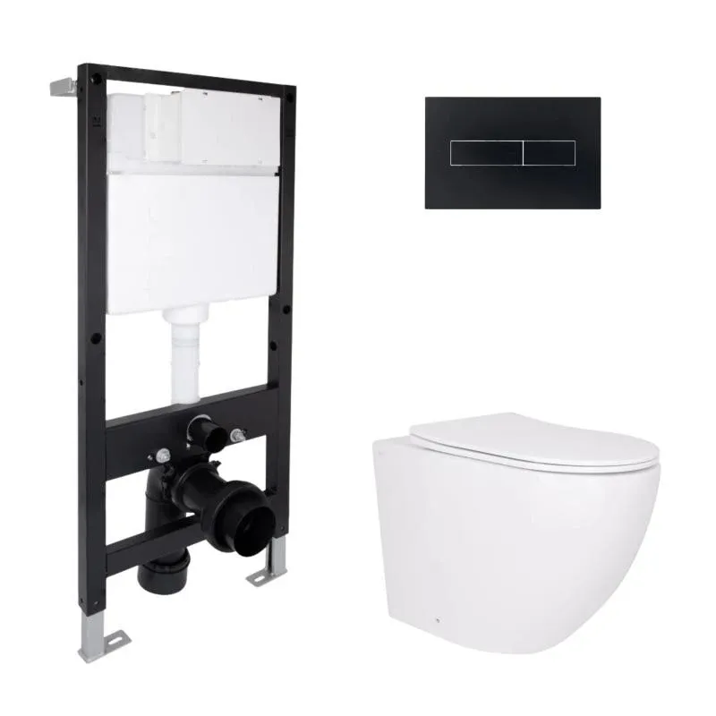 Готове рішення Qtap для ванної кімнати: підвісний унітаз Robin Ultra Quiet 520x365x365 + комплект інсталяції Standard (лінійна клавіша Black)