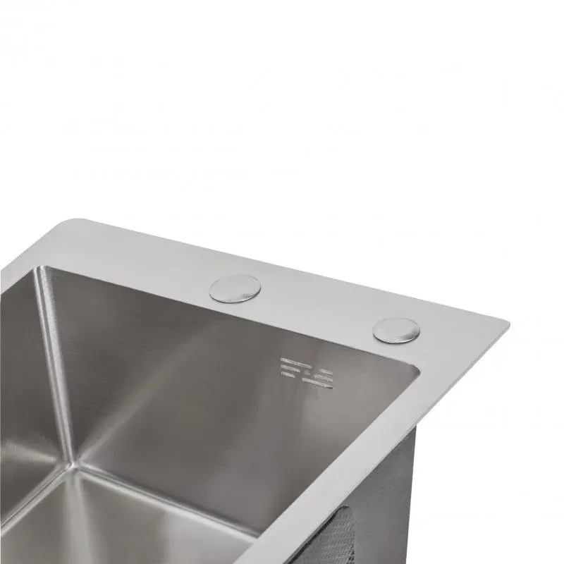 Мийка для кухні інтегрована Lidz Handmade H4050 (LDH4050BRU39258) Brushed Steel 3,0/1,0 мм — фото 6