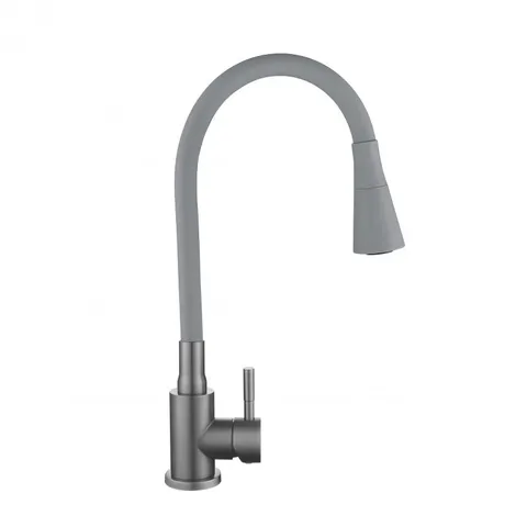 Змішувач для кухні Lidz Aria 015F31 (k35) з гнучким виливом LDARI015F31GGRP49567 Graphite/Grey