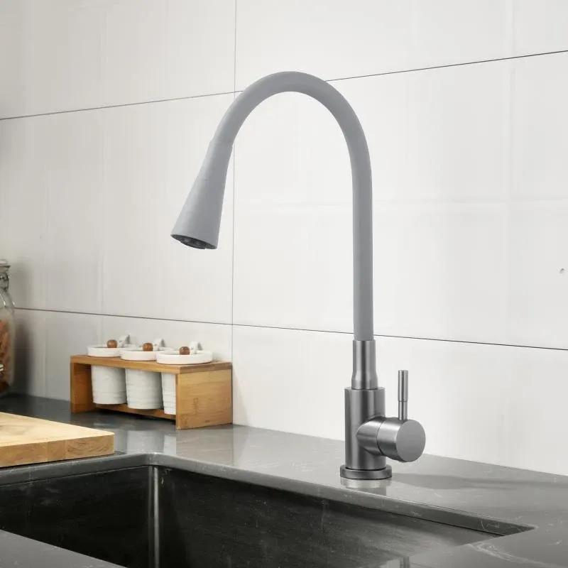 Змішувач для кухні Lidz Aria 015F31 (k35) з гнучким виливом LDARI015F31GGRP49567 Graphite/Grey — фото 9