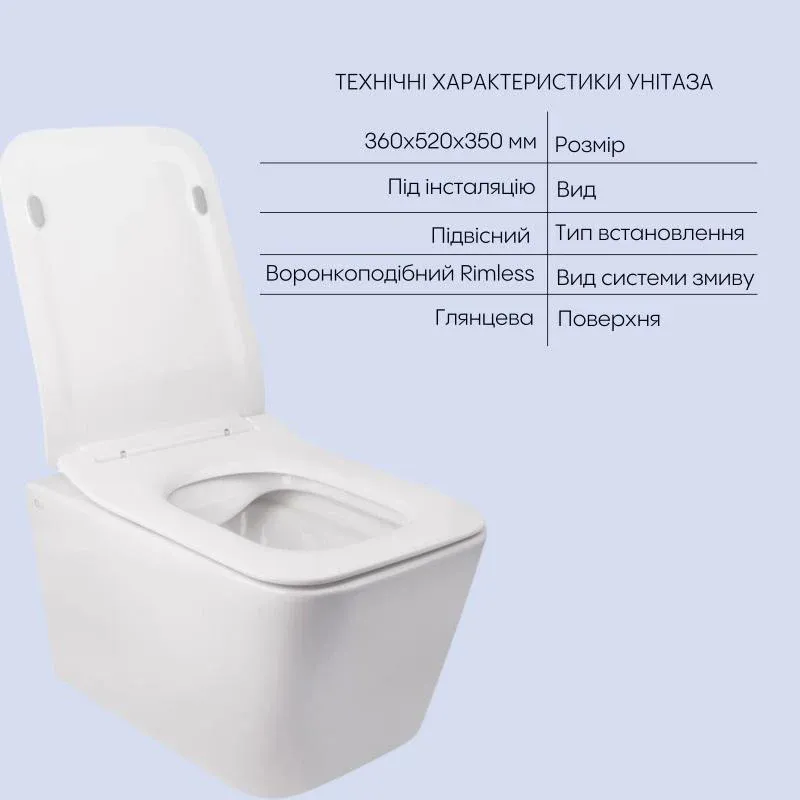 Комплект Qtap Crow 2 в 1: унітаз підвісний Rimless + біде підвісне — фото 3