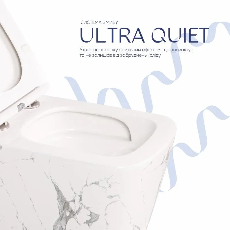 Унітаз підвісний Qtap Tern Ultra Quiet 520×345×325 мм, Marble, з сидінням Slim Duroplast / Soft-close / Quick Release QTTER26MR49002 — фото 5